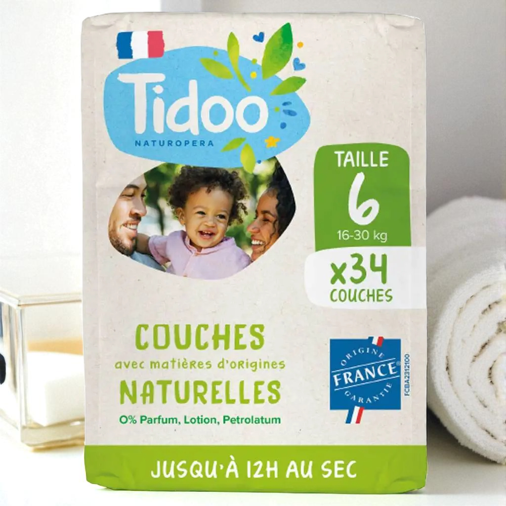 Couches écologiques voile naturel T6 (16-30kg)