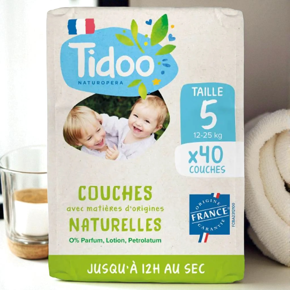 Couches écologiques voile naturel T5 (12-25kg)
