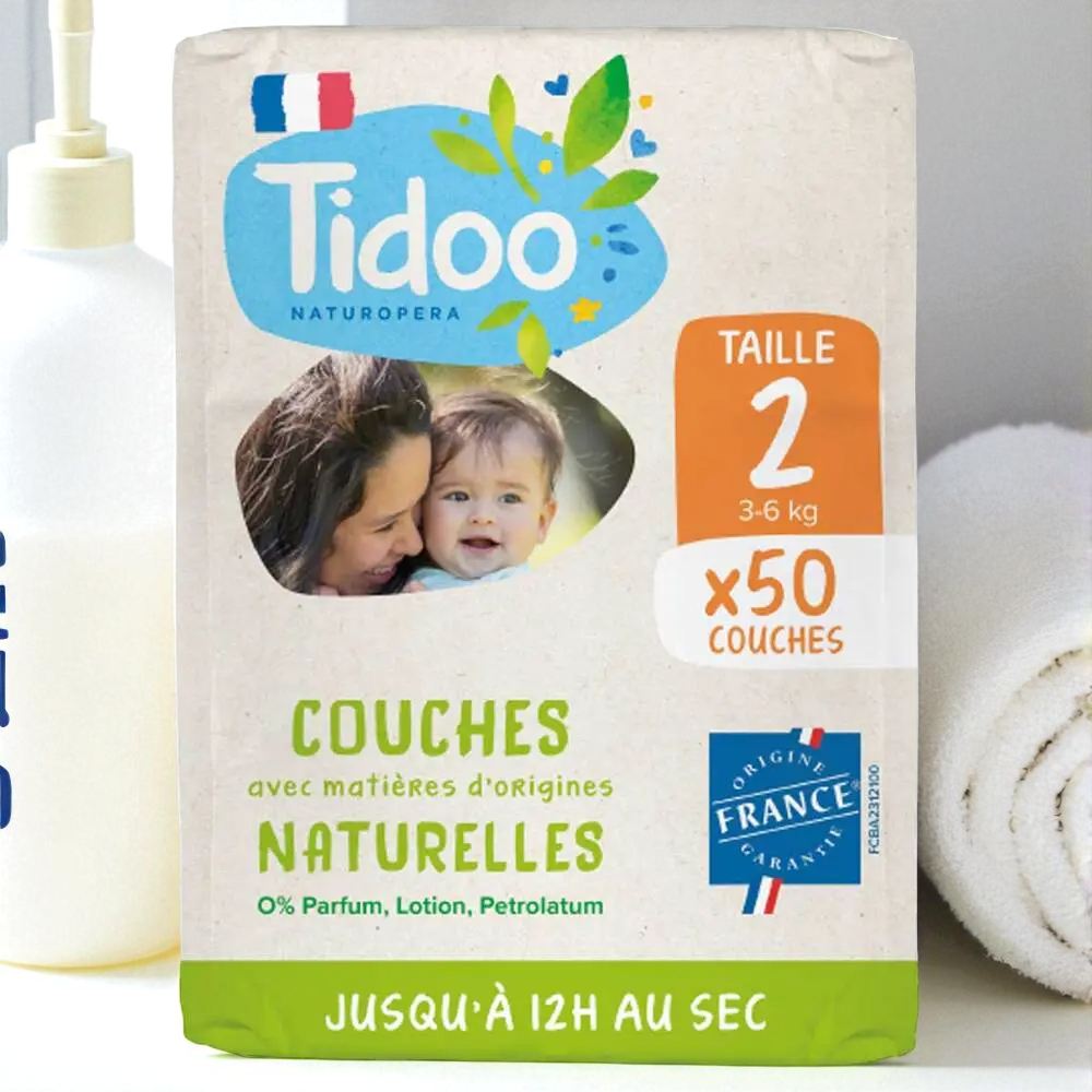 Couches écologiques voile naturel T2 (3-6kg)