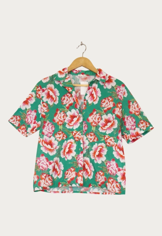 Blouse Femme Gemo Taille 42 - Multicouleur Floral - Manches Volants - Chambray Polyester - Neuf étiqueté