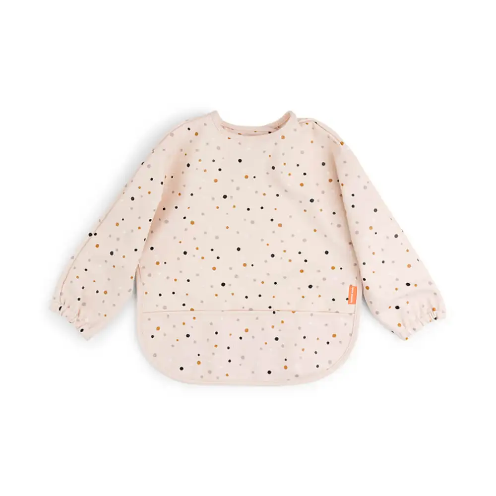 Bavoir à manches avec poche Happy dots Rose 