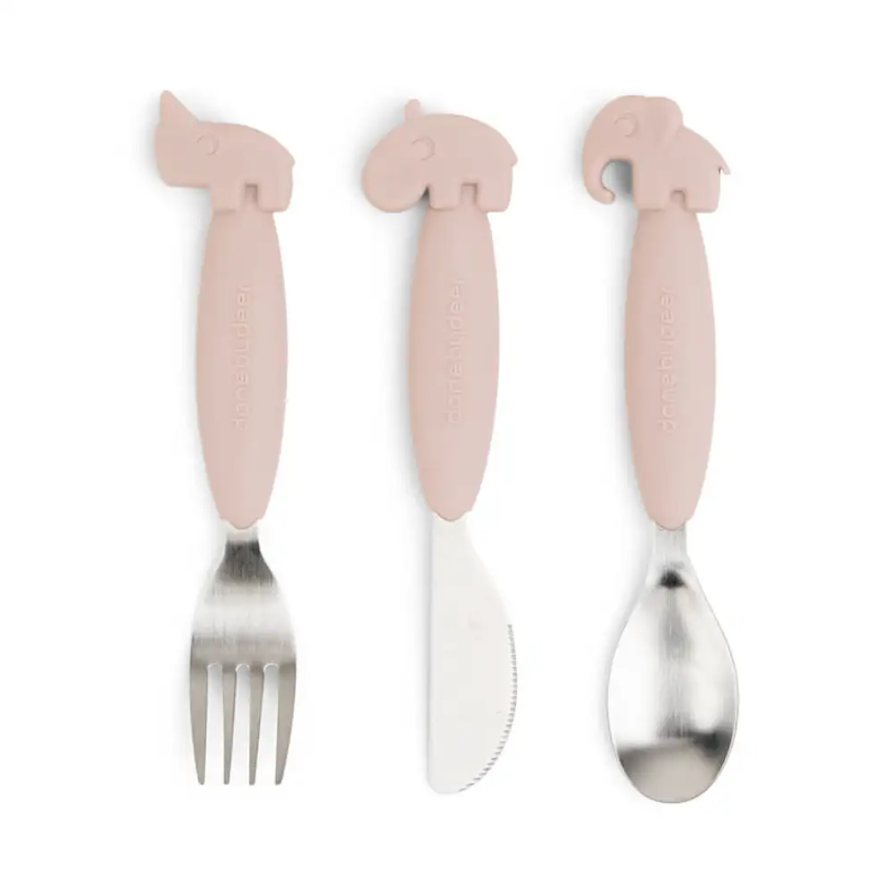 Couverts set de 3 Easy-grip Deer friends Rose 