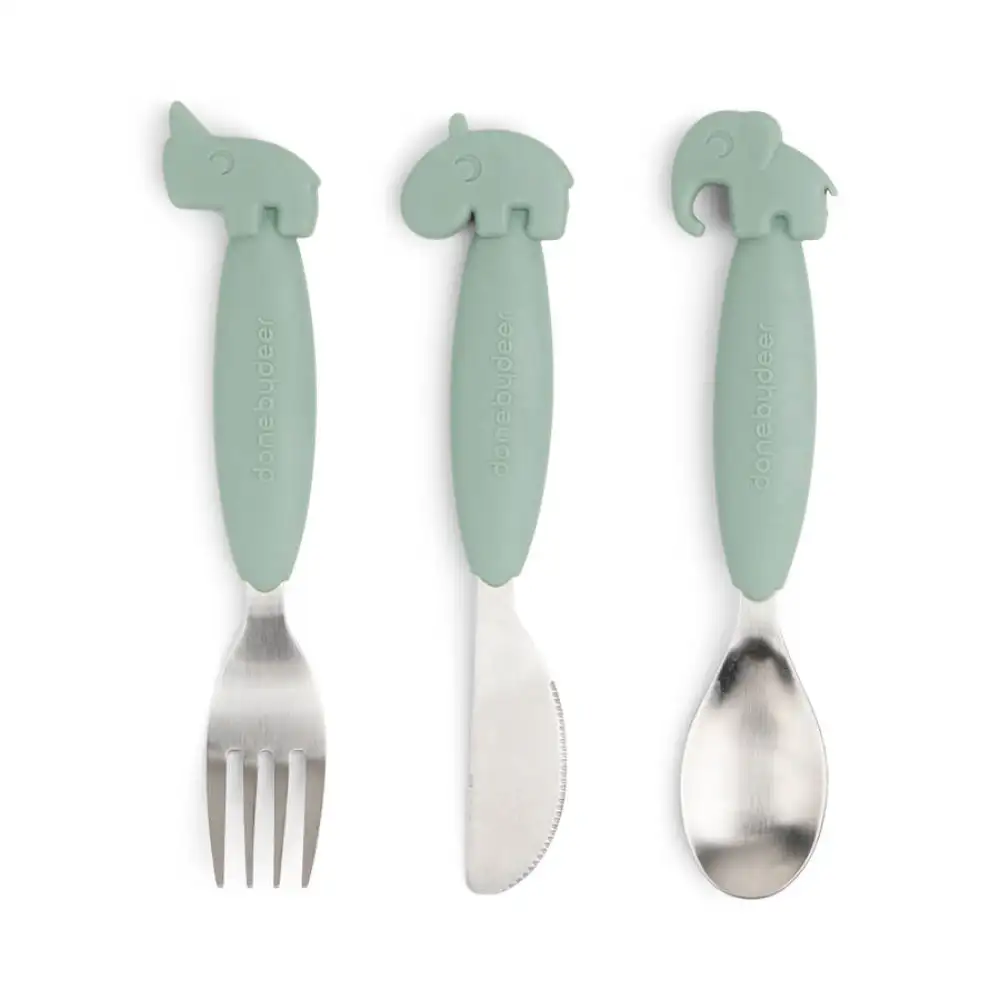 Couverts set de 3 Easy-grip Deer friends Vert 