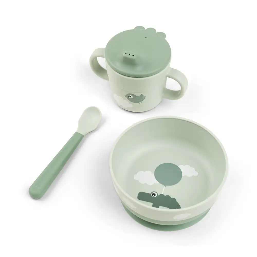 Foodie coffret premier repas ventouse Happy clouds Vert