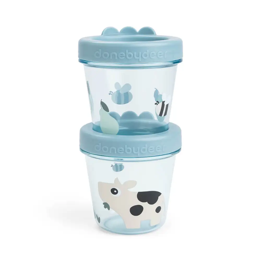Pot de conservation lot de 2 Tiny farm Bleu 