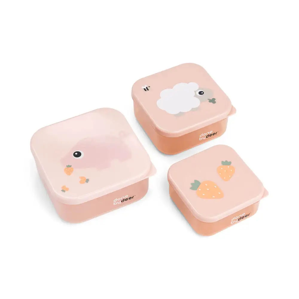 Boîte à goûter lot de 3 Tiny farm Rose 