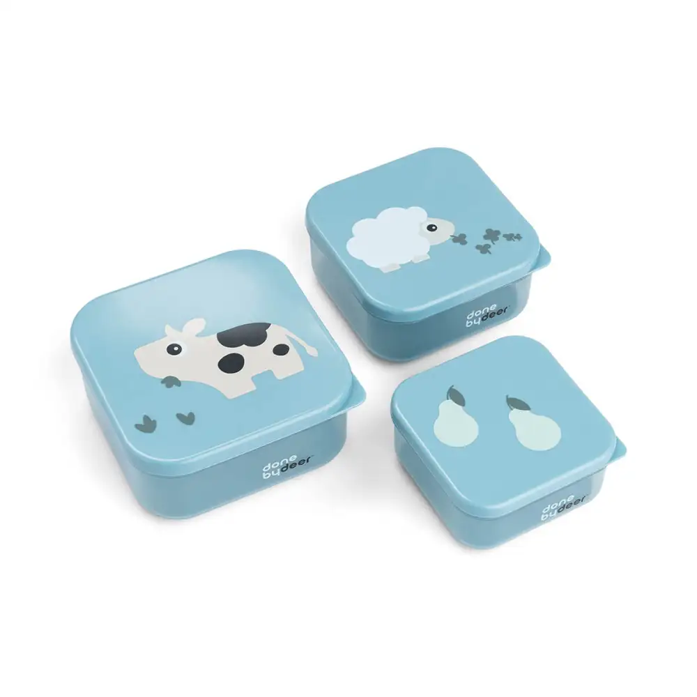 Boîte à goûter lot de 3 Tiny farm Bleu 