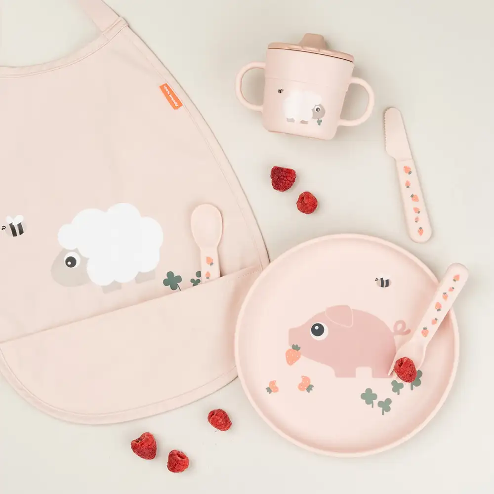 Bavoir élastique Tiny farm Rose  - Image 3