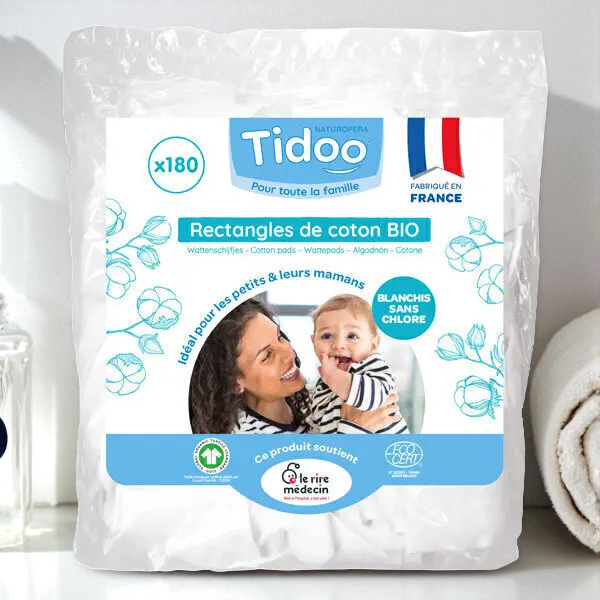 Family Pads, Rectangles de coton Bio - Paquet de 180