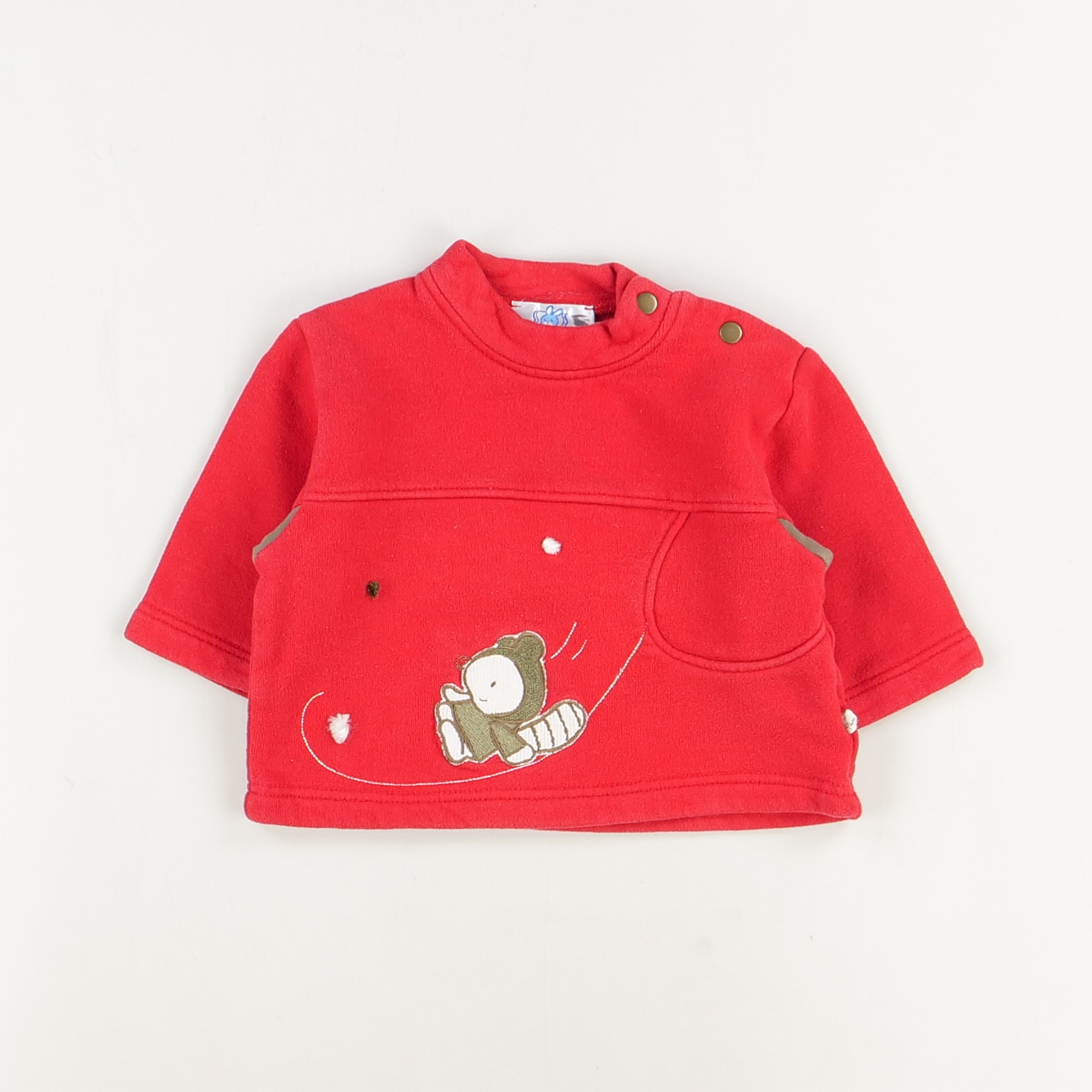 Pull rouge - Lapin bleu - Garçon 3 mois - Seconde Main