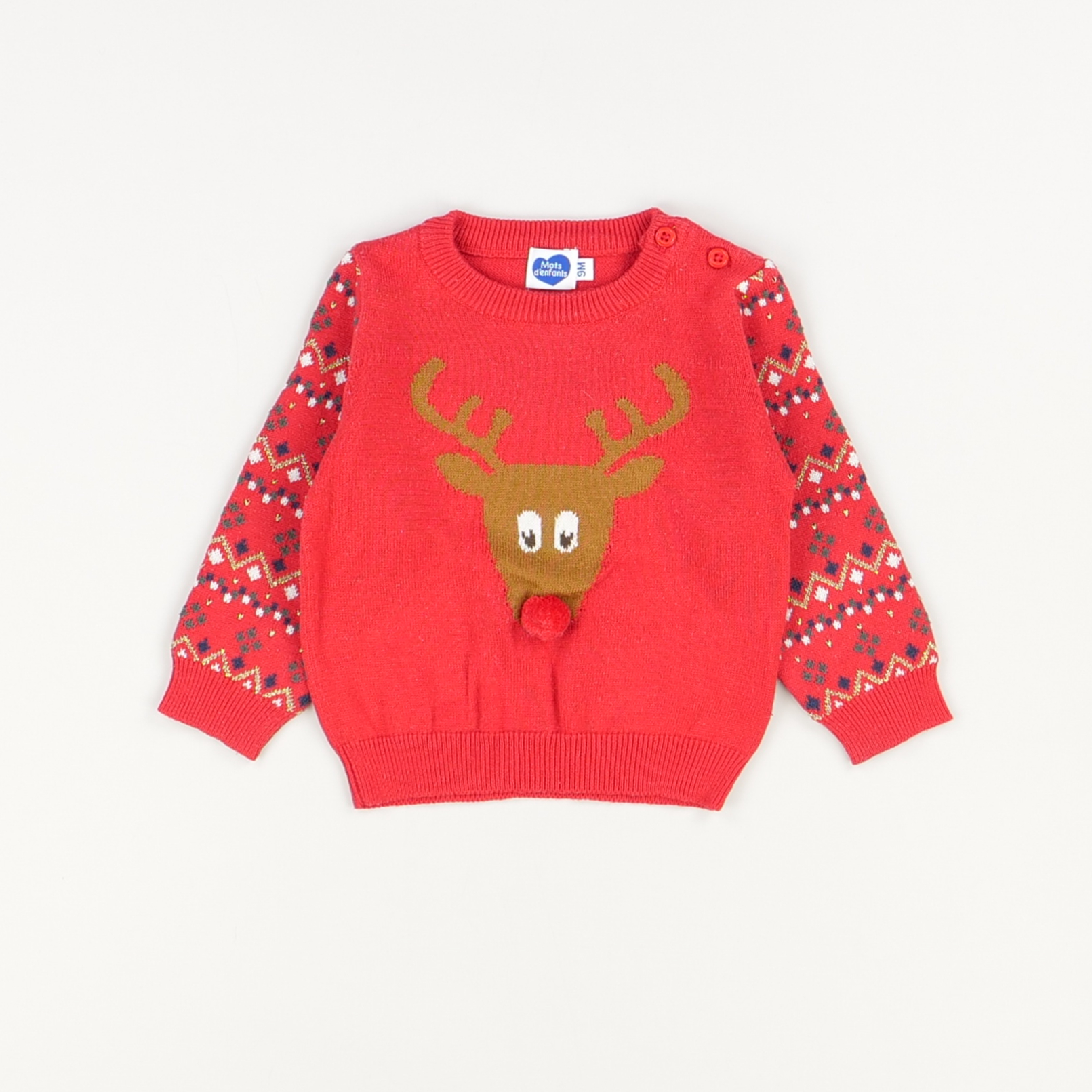 Pull rouge - Mots d'enfants - Garçon 9 mois - Seconde Main