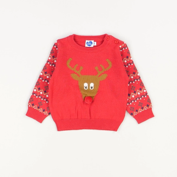 Pull rouge - Mots d'enfants - Garçon 9 mois - Seconde Main