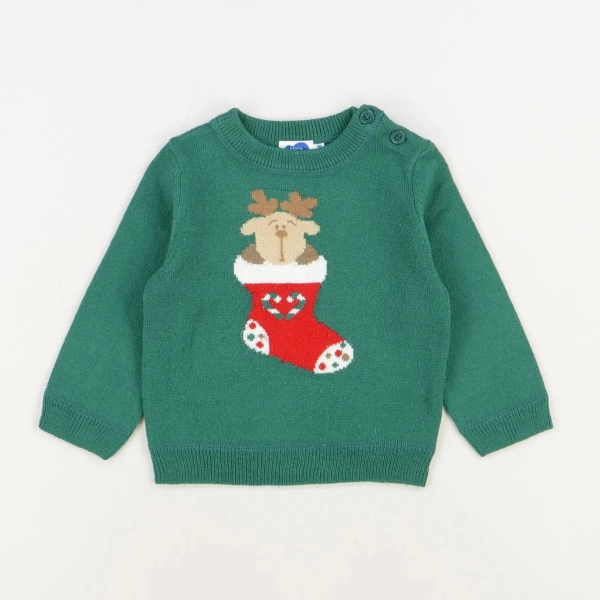 Pull vert - Mots d'enfants - Garçon 12 mois - Seconde Main