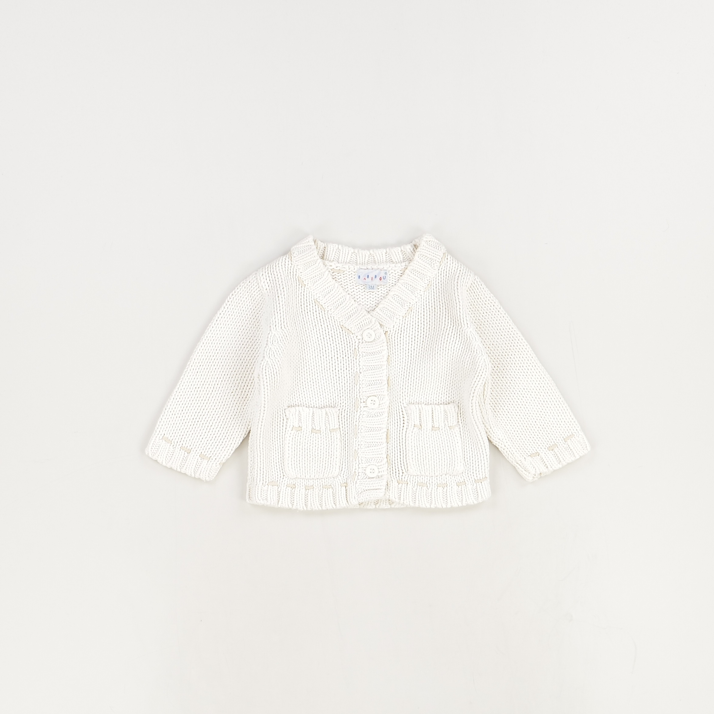 Pull blanc - Babibou - Fille 3 mois - Seconde Main