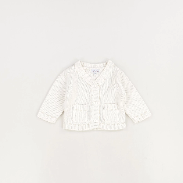Pull blanc - Babibou - Fille 3 mois - Seconde Main
