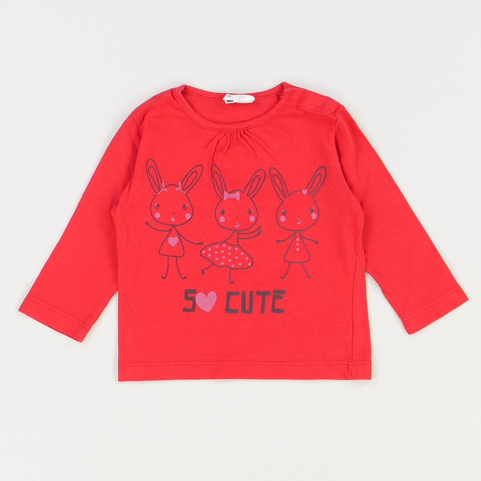 T-shirt rouge - Sans marque - Fille 12 mois - Seconde Main