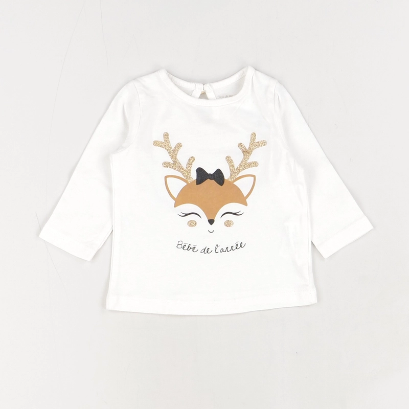 T-shirt blanc - Pat Et Ripaton - Fille 3 mois - Seconde Main