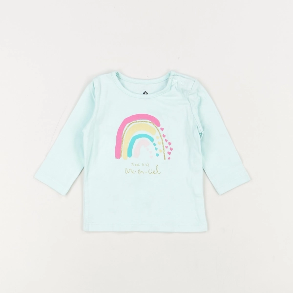T-shirt cyan - Grain de blé - Fille 6 mois - Seconde Main