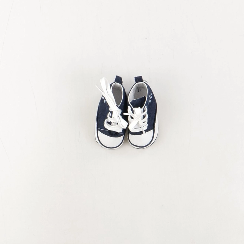 Chaussures Vintage Menthe Bébé Taille 2 US - Bleu Et Blanc, Toile, Occasion Très Bon état