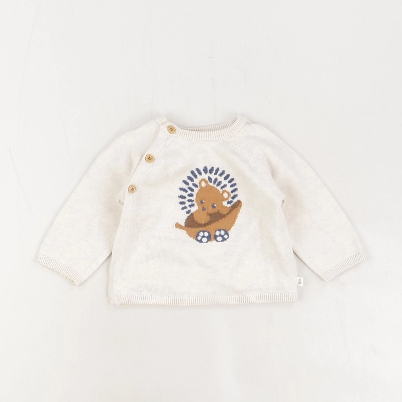 Pull blanc - Obaibi - Garçon 3 mois - Seconde Main