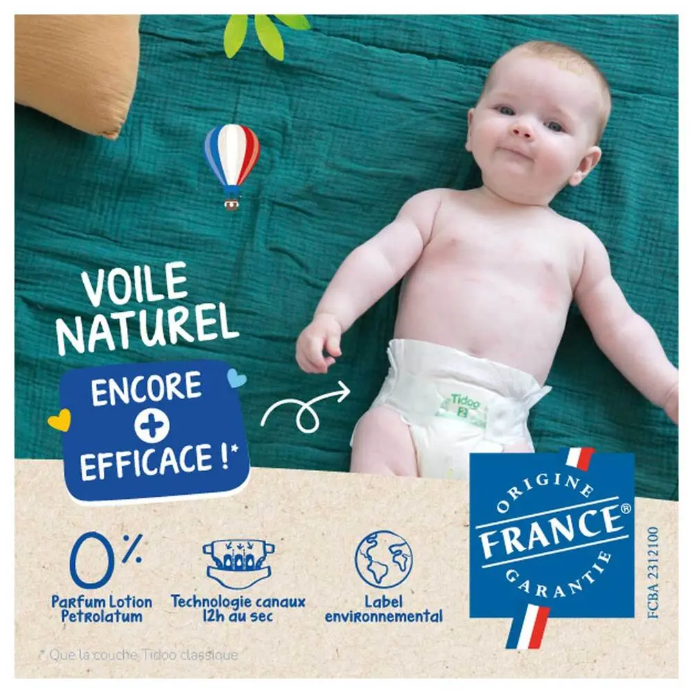Couches écologiques voile naturel T2 (3-6kg) - Image 2