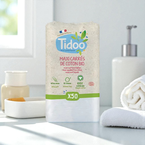 Maxi Carrés bébés en coton Bio - Paquet de 50
