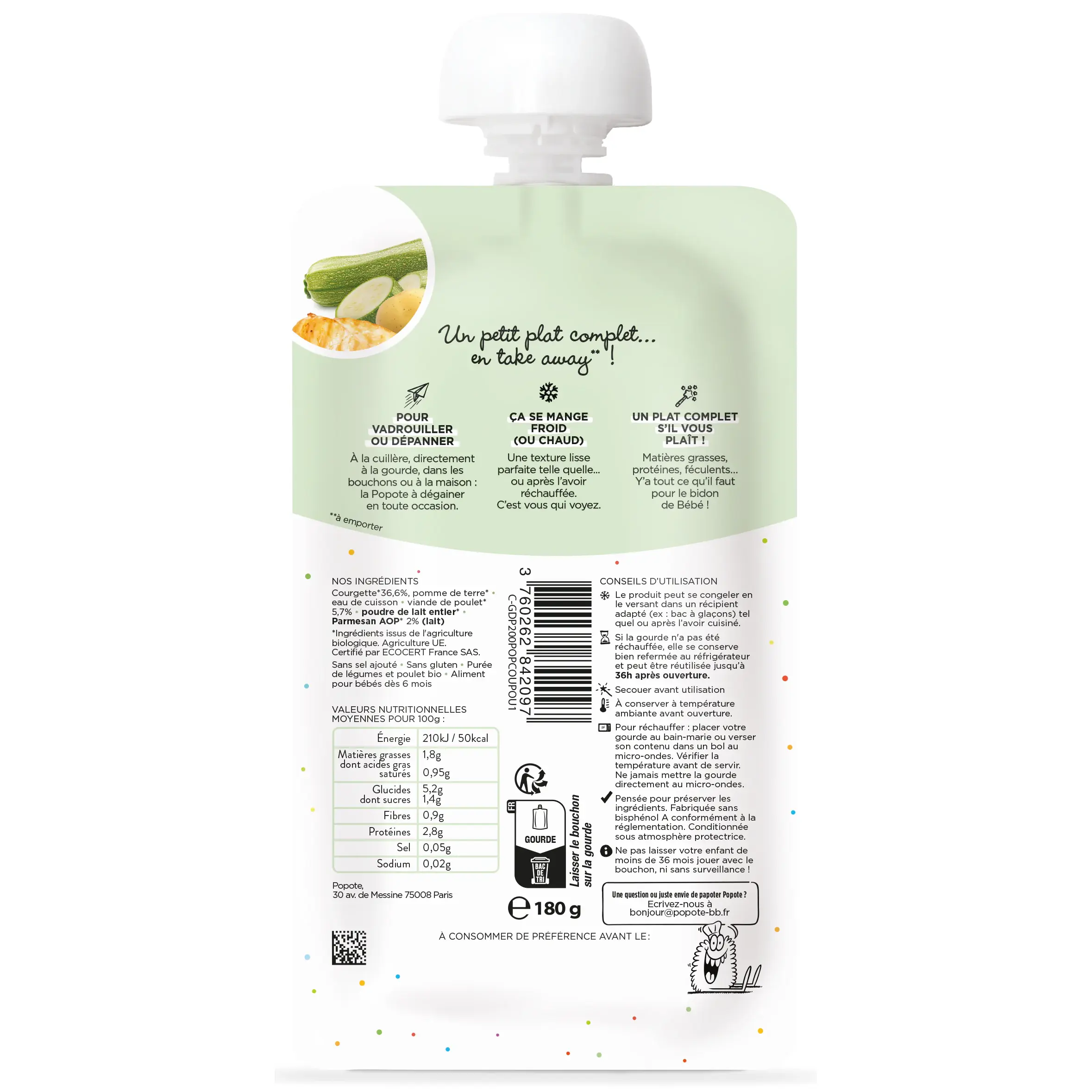 Gourde Petit Plat Courgette, Poulet et Parmesan - Image 2